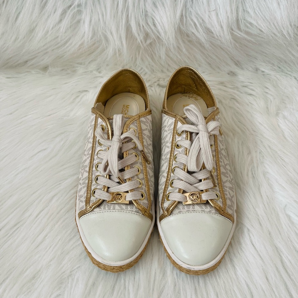 Michael Kors Women's White and Gold Sneakers